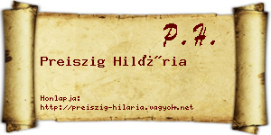 Preiszig Hilária névjegykártya